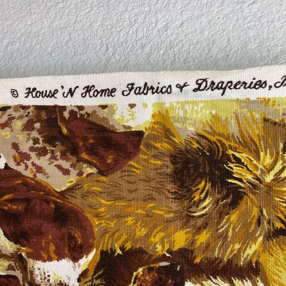 Dogs Home Decor Fabric 36"x 45" Craft Drapery Screen Print Brown Gold Novelty - Picture 2 of 14